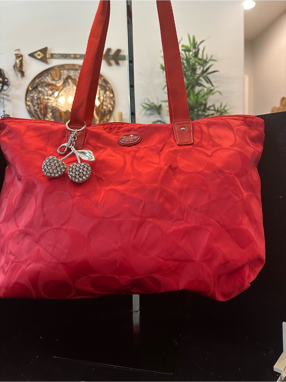 Coach #376 Red  Getaway Nylon Packable Weekender tote bag
